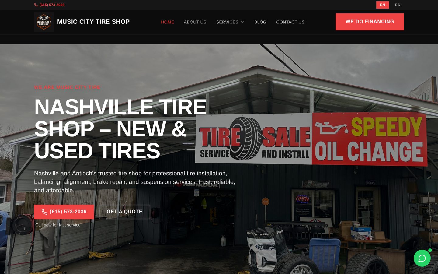 Music City Tire Shop website screenshot