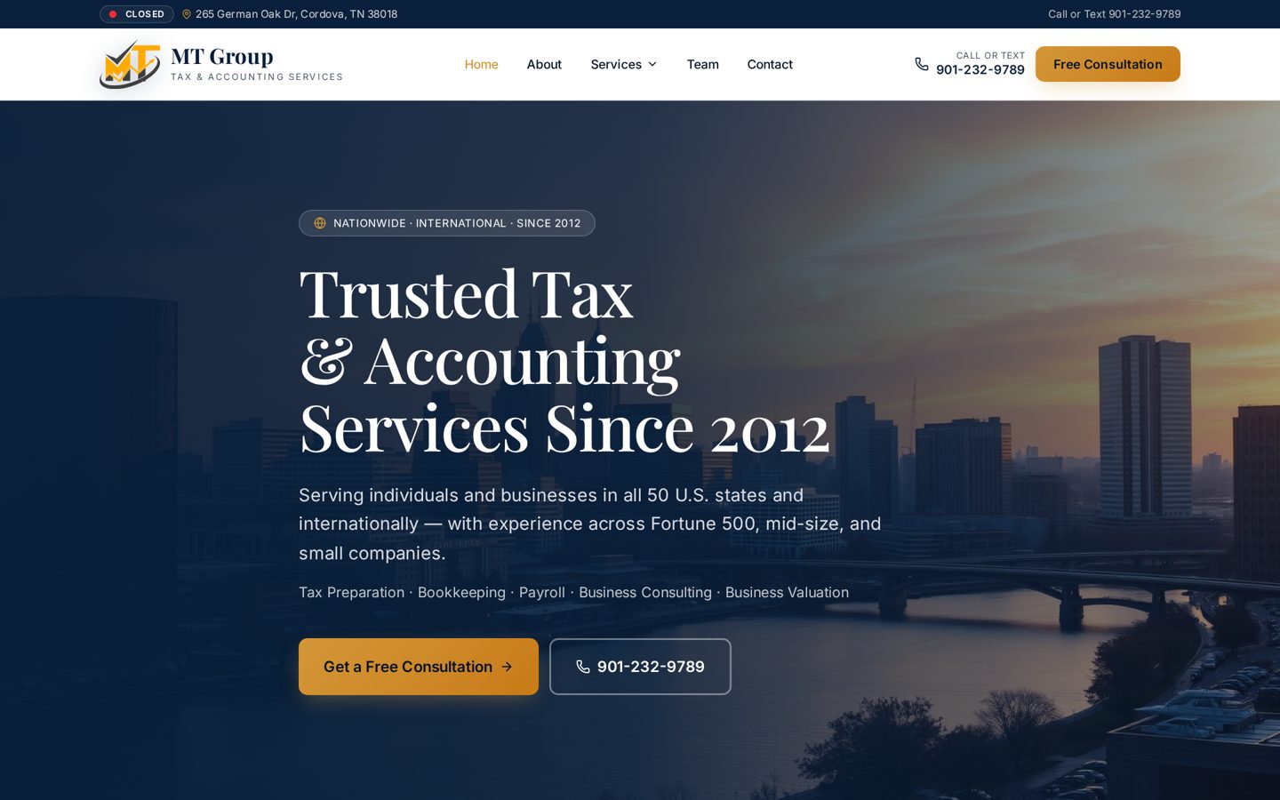 MT Group website screenshot