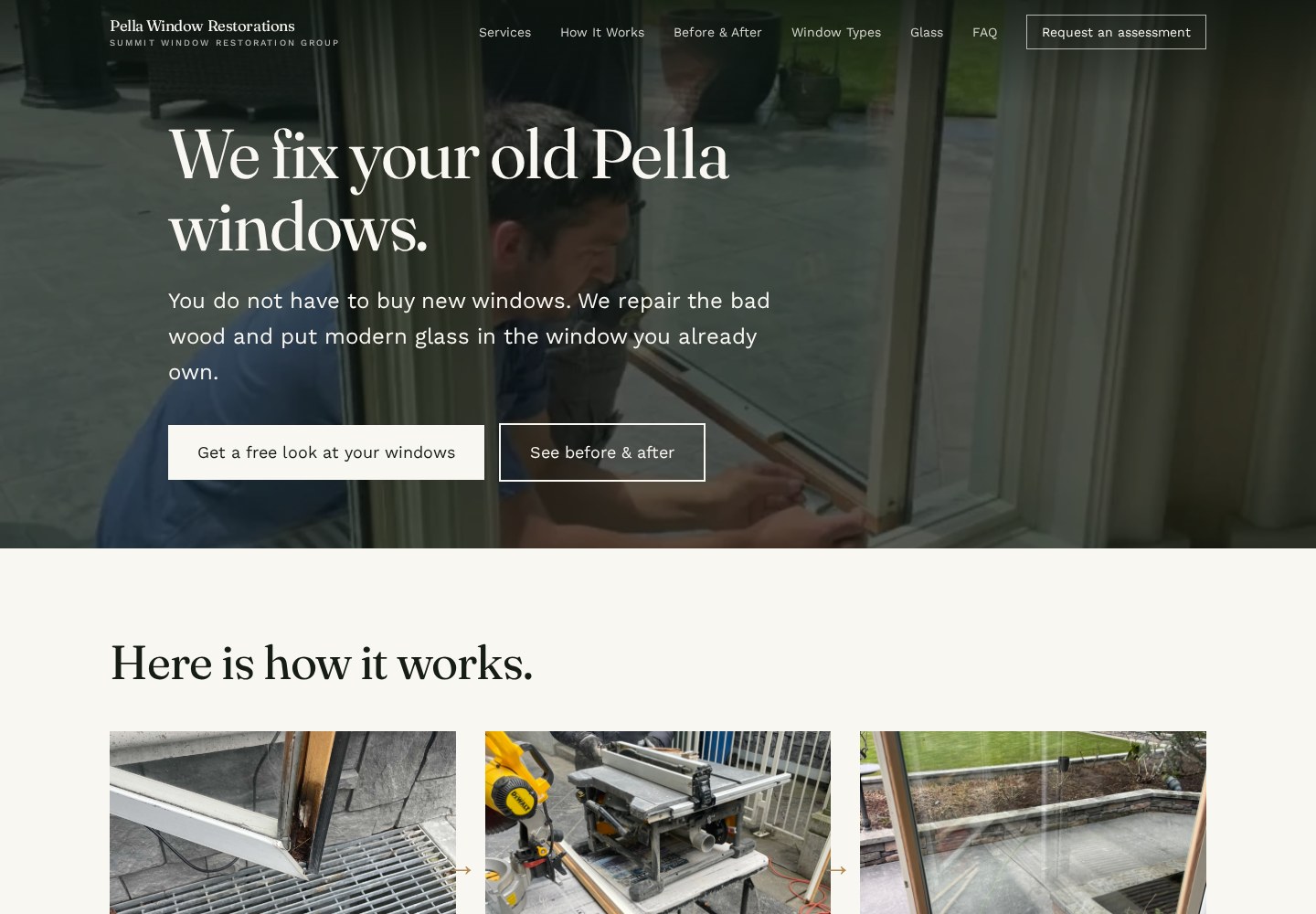 Pella Window Restoration website screenshot