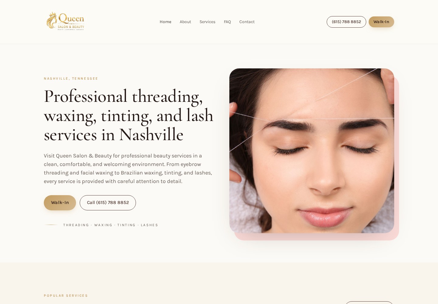 Queen Salon & Beauty website screenshot