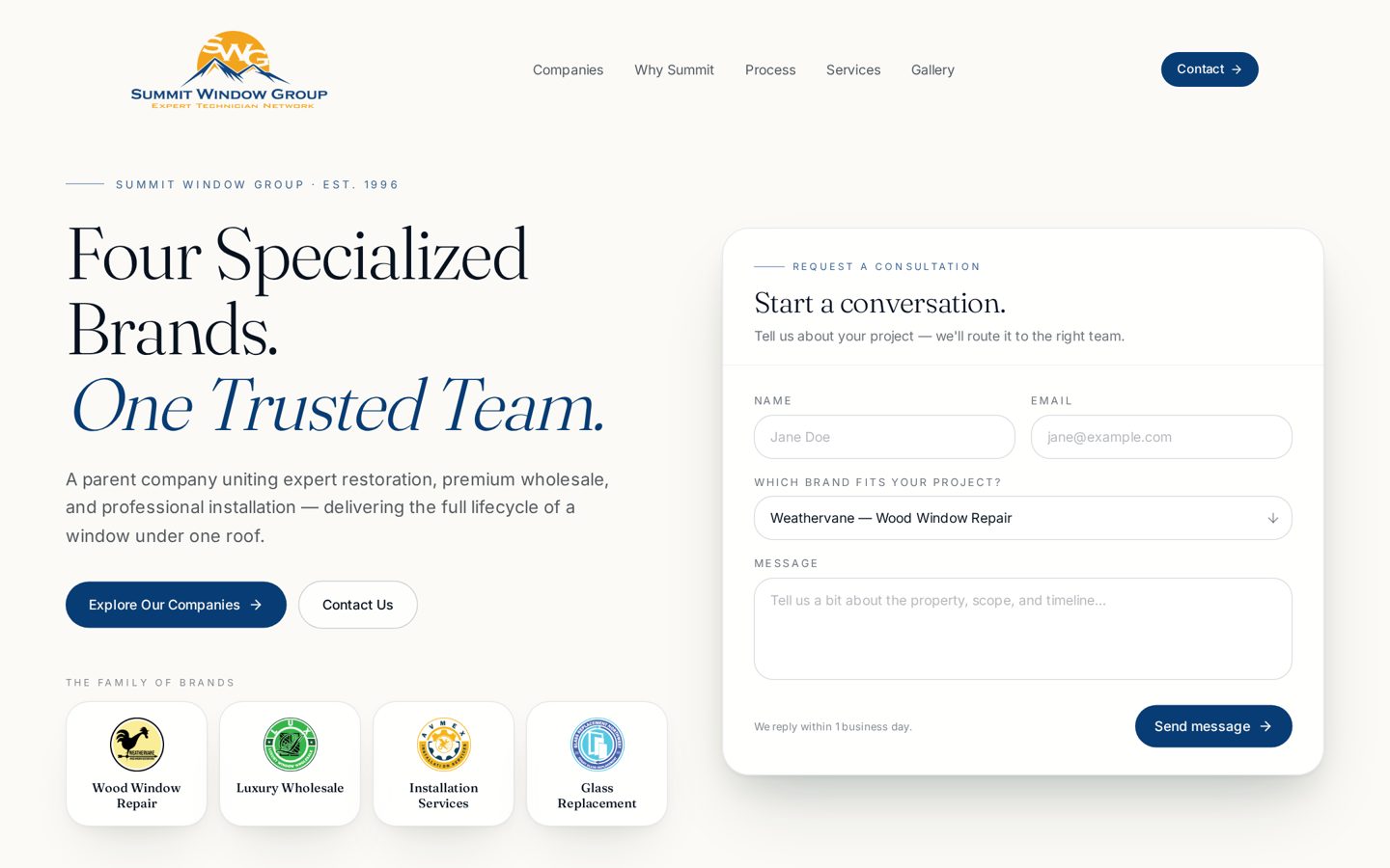 Summit Window Group website screenshot