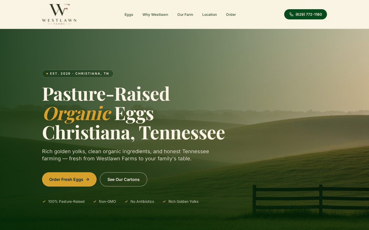 Westlawn Farms website screenshot